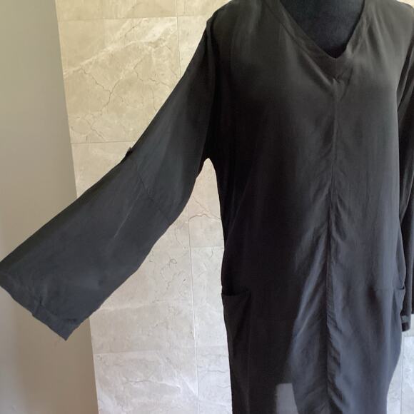 Sara Lanzi Minimalist Midi Shift Dress Medium Black Lagenlook Quiet Luxury Rare - Picture 11 of 13